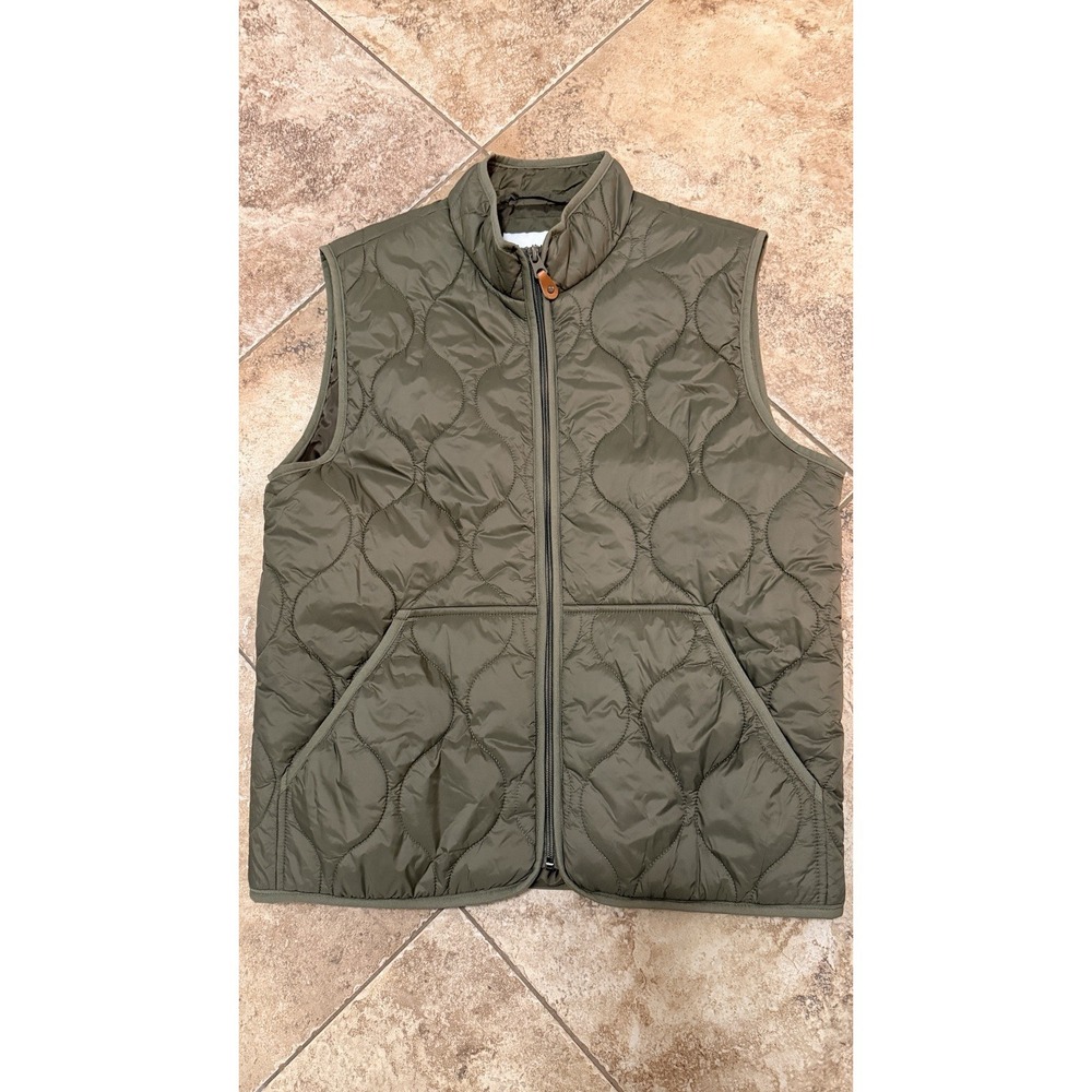 Goodfellow Quilted Vest Mens Medium Olive Green Puffer Farmhouse Outdoor Core